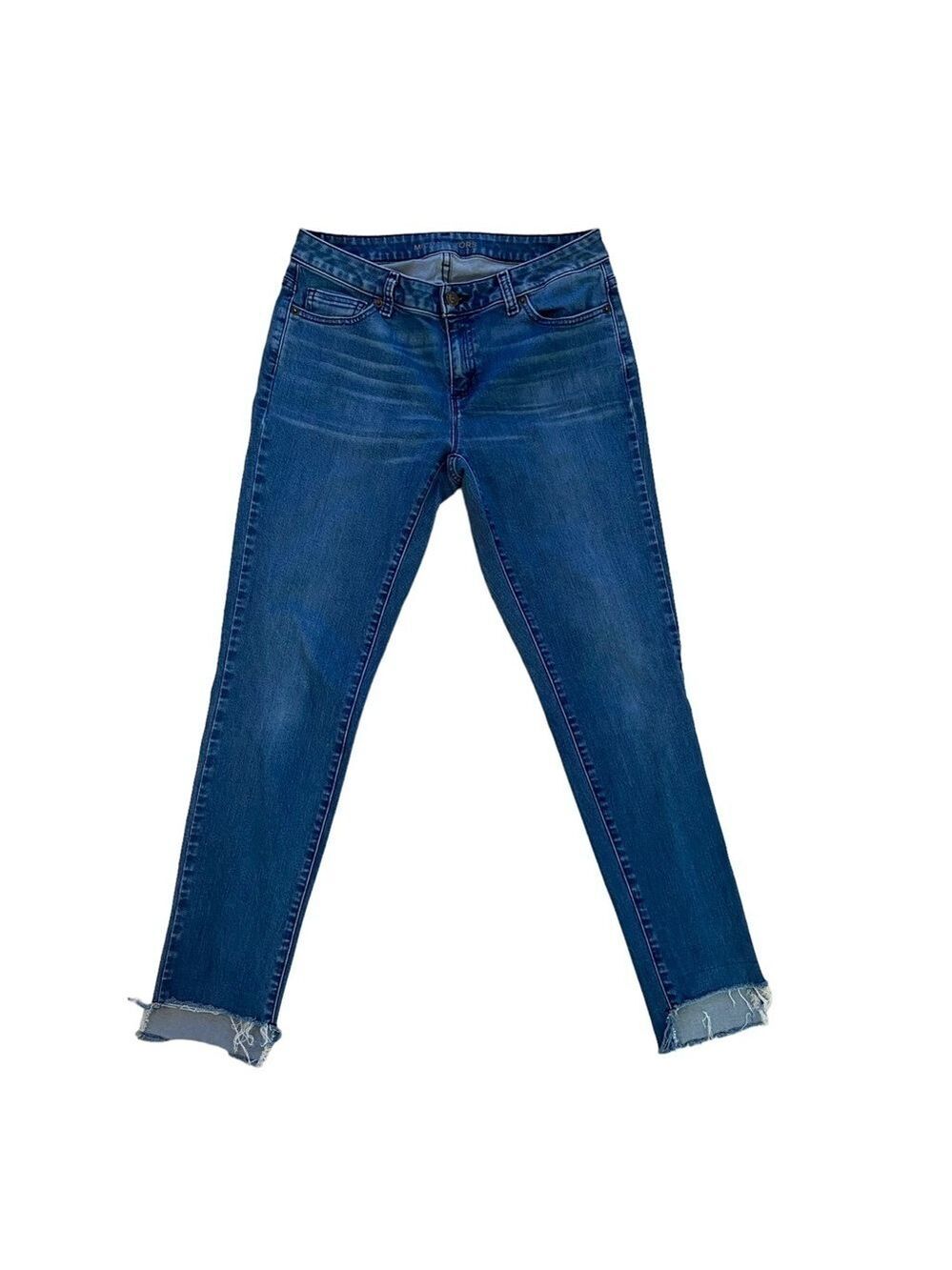 Michael Kors Izzy skinny jeans ankle ripped buttom stretch blue denim size 4